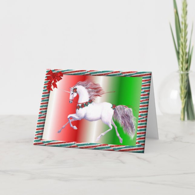 Cartes Pour Fêtes Annuelles licorne de Noël (Devant)