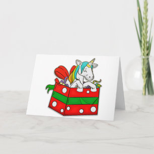 Cartes Pour Fêtes Annuelles Licorne de Noël dans la boîte-cadeau