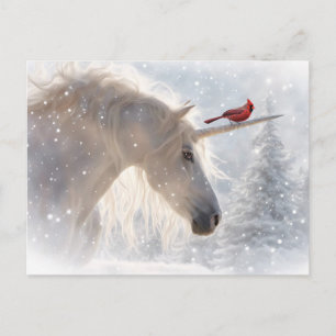 Cartes Pour Fêtes Annuelles Licorne et cardinal de Yule heureux