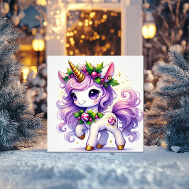 Cartes Pour Fêtes Annuelles Licorne Pastel avec Étincelles Dorées