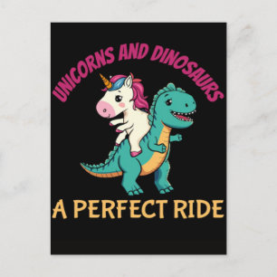 Cartes Pour Fêtes Annuelles Licornes et dinosaures un tour parfait