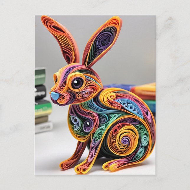 Cartes Pour Fêtes Annuelles Liflike Beauty Paper Quilling Rabbit (Devant)