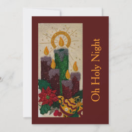 Cartes Pour Fêtes Annuelles Light Candle Sequin Sewing Holly Holiday Card
