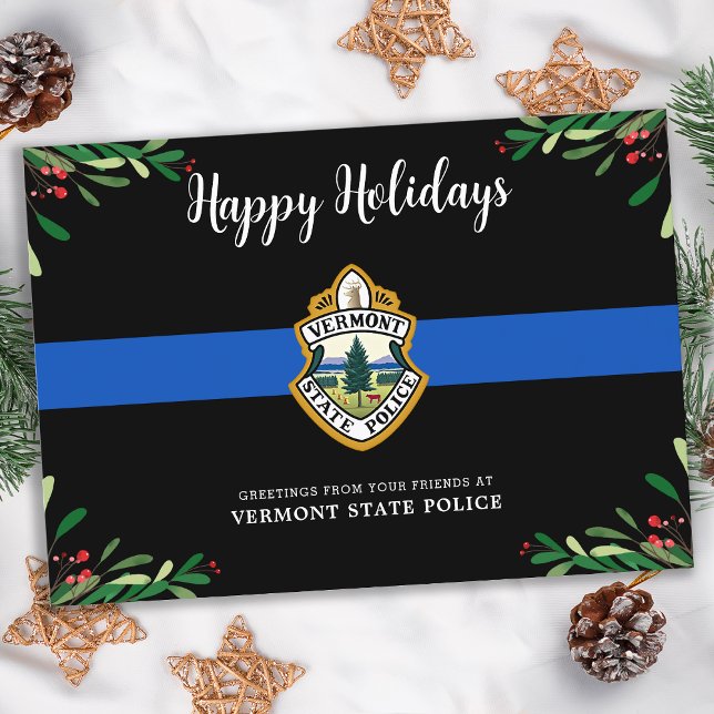 Cartes Pour Fêtes Annuelles Ligne Bleue Mince Logo Personnalisé Département Po (Créateur téléchargé)