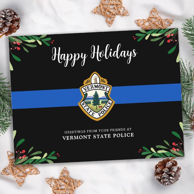 Cartes Pour Fêtes Annuelles Ligne Bleue Mince Logo Personnalisé Département Po (Créateur téléchargé)