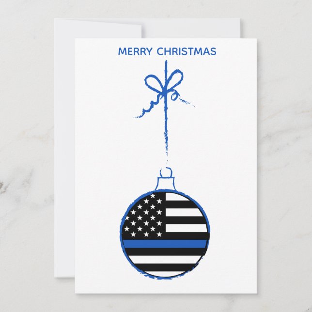 Cartes Pour Fêtes Annuelles Ligne Bleue Mince Police de Noël (Devant)