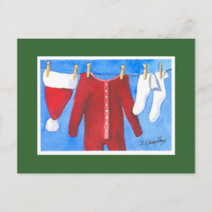 Cartes Pour Fêtes Annuelles Ligne de lavage père Noël