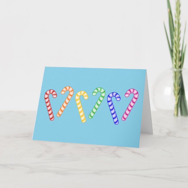 Cartes Pour Fêtes Annuelles Ligne de Sucres de canne arc-en-ciel (Devant)