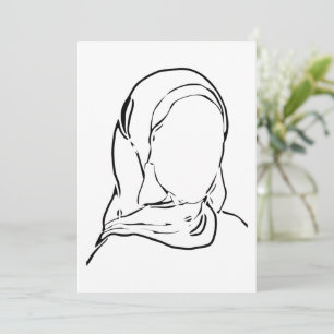 Cartes Pour Fêtes Annuelles Ligne Dessin Musulmane Hijab Femme Arabe Isolée