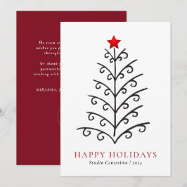 Cartes Pour Fêtes Annuelles Ligne moderne Art Noël Arbre Entreprise