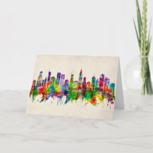 Cartes Pour Fêtes Annuelles Ligne Skyline Chicago Illinois