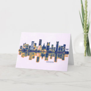 Cartes Pour Fêtes Annuelles Ligne Skyline Incheon