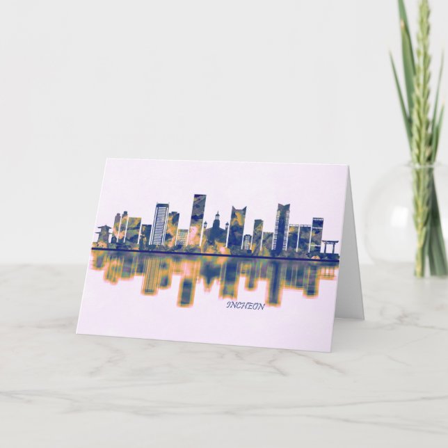 Cartes Pour Fêtes Annuelles Ligne Skyline Incheon (Devant)