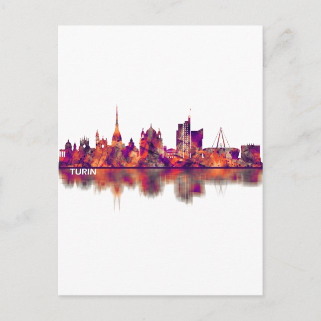 Cartes Pour Fêtes Annuelles Ligne Skyline Turin Italie (Devant)