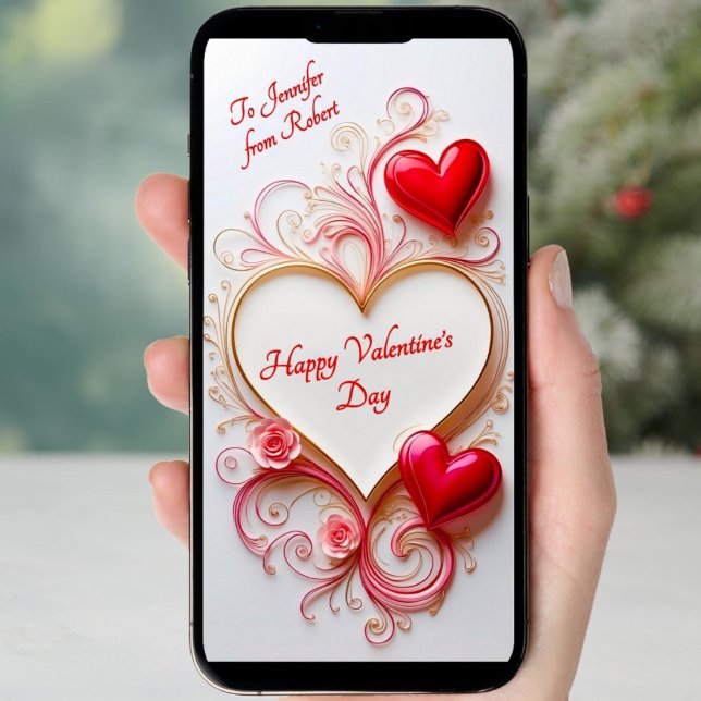 Cartes Pour Fêtes Annuelles Ligne téléchargeable art valentine chic texte pers (Créateur téléchargé)