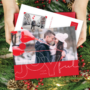 Cartes Pour Fêtes Annuelles Lignes Joyeuses Big Red Dot Typographie moderne Ph