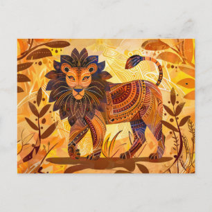 Cartes Pour Fêtes Annuelles Lion africain à crinière à motifs tribaux