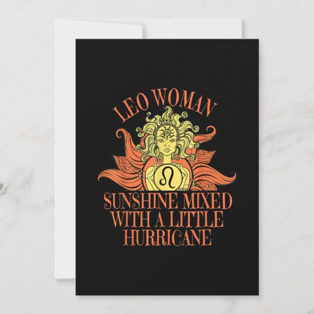 Cartes Pour Fêtes Annuelles Lion femme Zodiac Signal Juillet Août Anniversaire (Devant)