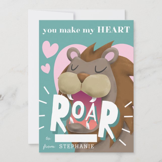 Cartes Pour Fêtes Annuelles Lion Kids Classroom Valentines Day (Devant)