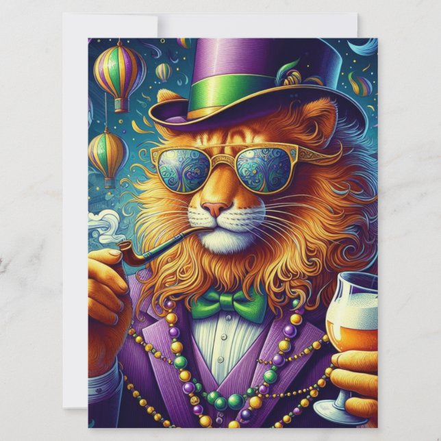 Cartes Pour Fêtes Annuelles Lion/Louisiana Mardi Gras (Devant)