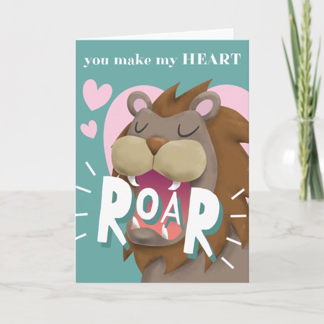 Cartes Pour Fêtes Annuelles Lion mignon | vous faites mon coeur HURLER des (Devant)