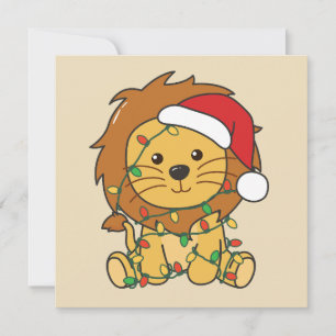 Cartes Pour Fêtes Annuelles Lion Noël Animaux d'hiver Lions de vacances