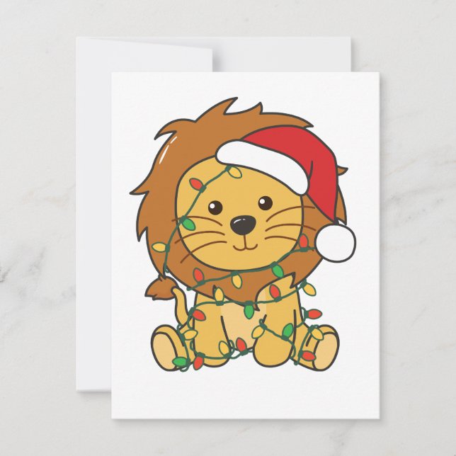 Cartes Pour Fêtes Annuelles Lion Noël Animaux d'hiver Lions de vacances (Devant)