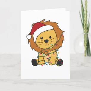 Cartes Pour Fêtes Annuelles Lion Noël Neige Animaux d'hiver Lions Clo Adulte