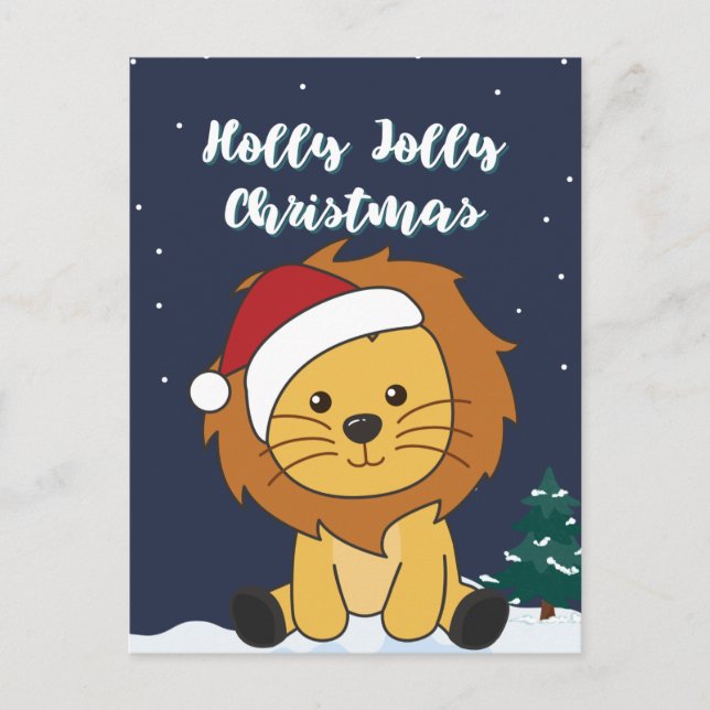 Cartes Pour Fêtes Annuelles Lion Noël Neige Animaux Hiver Lions Fêtes (Devant)