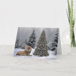 Cartes Pour Fêtes Annuelles Lion sur la scène de la neige