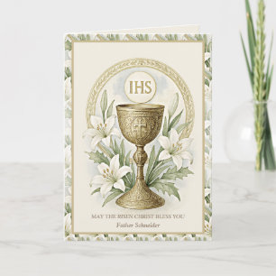 Cartes Pour Fêtes Annuelles Lis de Pâques eucharistiques Prêtre catholique