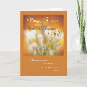 Cartes Pour Fêtes Annuelles Lis de Pâques heureux de pasteur et d'épouse avec