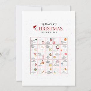 Cartes Pour Fêtes Annuelles Liste de 25 jours de Noël en format d'art