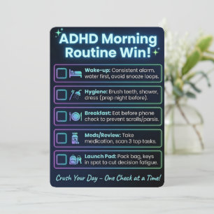 Cartes Pour Fêtes Annuelles Liste de contrôle de la routine matinale TDA/TDAH