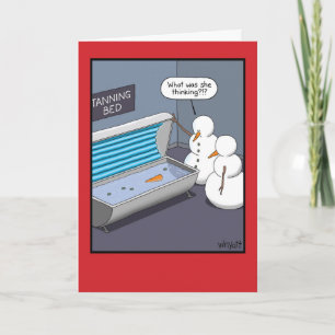 Cartes Pour Fêtes Annuelles Lit de bronzage de bonhomme de neige