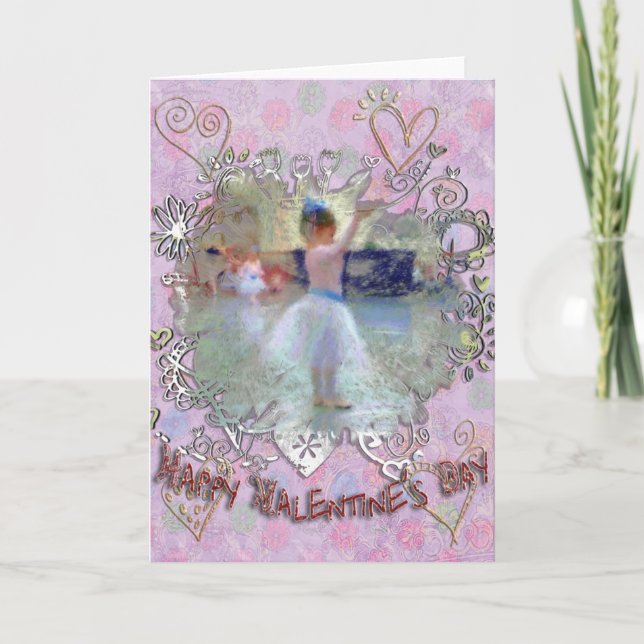 Cartes Pour Fêtes Annuelles Little Ballerina en répétition (Devant)