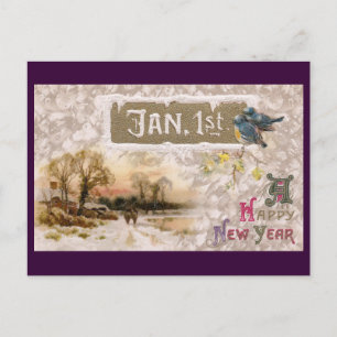 Cartes Pour Fêtes Annuelles Little Blue Birds Tweetez le Nouvel An