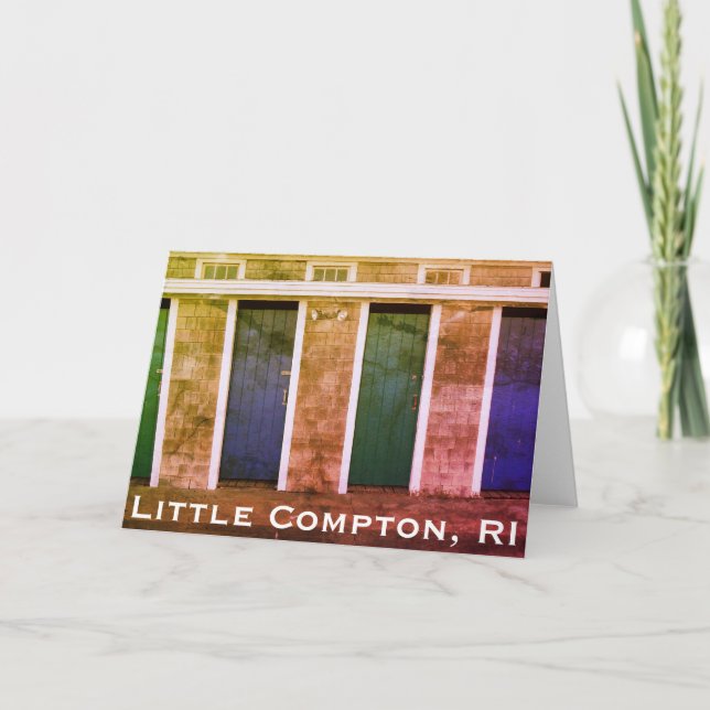 Cartes Pour Fêtes Annuelles Little Compton, RI Summer Beach Cabanas (LC) (Devant)