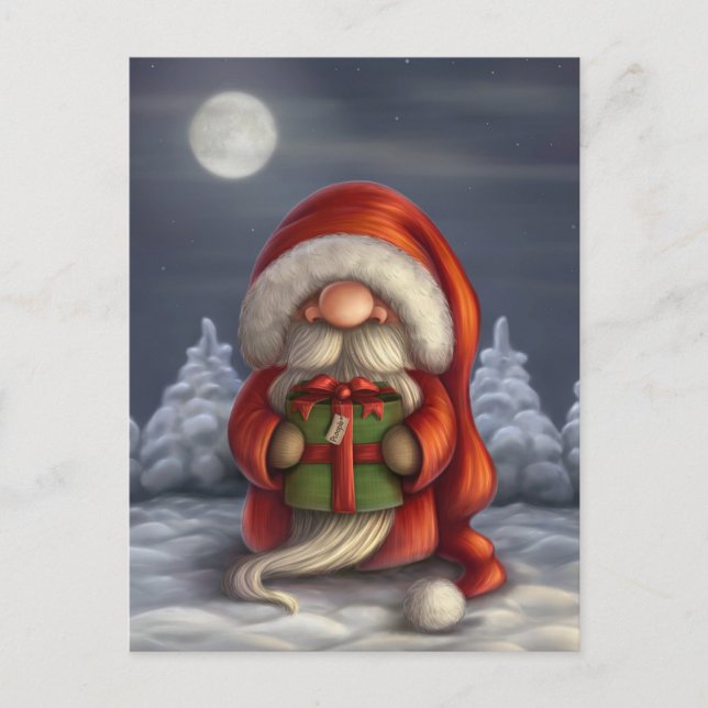 Cartes Pour Fêtes Annuelles Little Père Noël avec un cadeau (Devant)