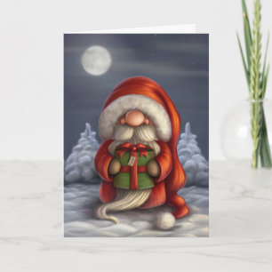 Cartes Pour Fêtes Annuelles Little Père Noël avec un cadeau