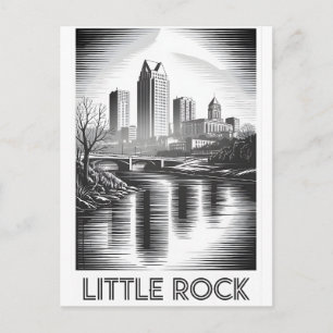 Cartes Pour Fêtes Annuelles Little Rock Arkansas Skyline Noir et Blanc Gravure