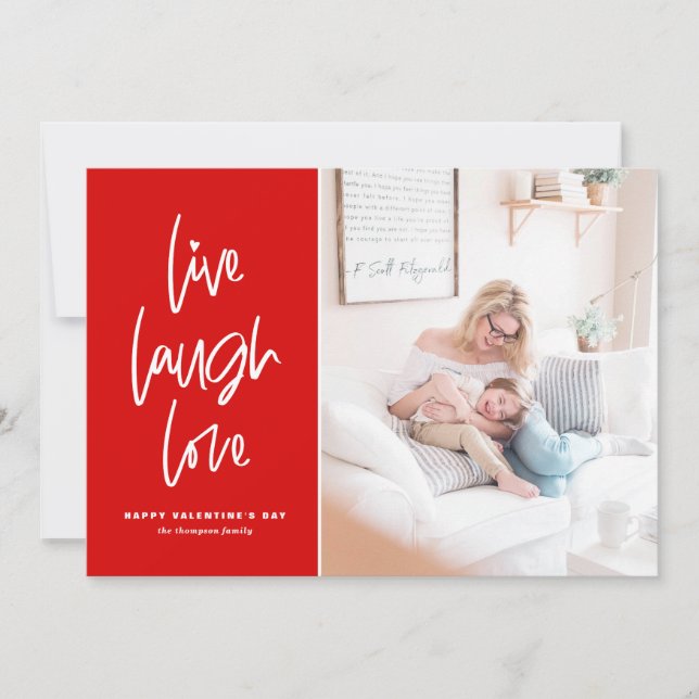 Cartes Pour Fêtes Annuelles Live Laugh Love Lettering Red Valentine's Day (Devant)