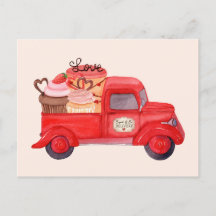 Livraison de Saint Valentin Cupid Camion d'aquarel