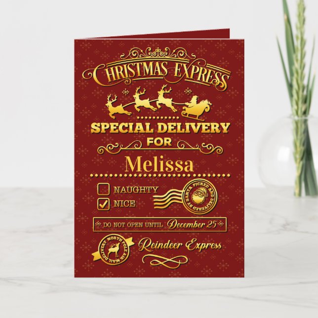 Cartes Pour Fêtes Annuelles Livraison spéciale de Noël (Devant)