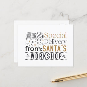 Cartes Pour Fêtes Annuelles Livraison spéciale North Pôle Père Noël atelier