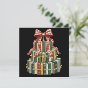 Cartes Pour Fêtes Annuelles Livre d'Arbre de Noël Professeur de Lecture Livreq