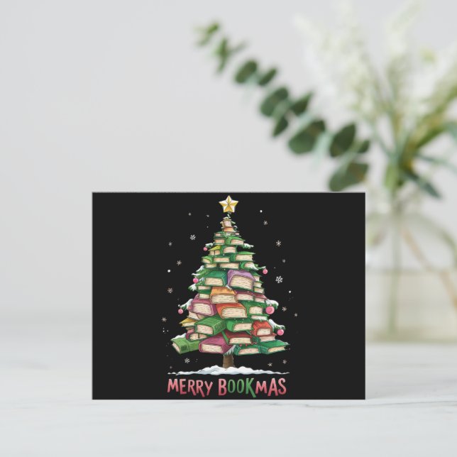 Cartes Pour Fêtes Annuelles Livre de Noël Lover Tree Librairie Joyeux Bookmas (Debout devant)