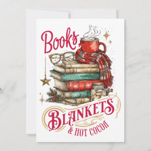 Cartes Pour Fêtes Annuelles Livres Couvertures et Chocolat Chaud