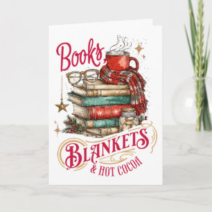 Cartes Pour Fêtes Annuelles Livres, couvertures et chocolat chaud 