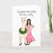Llama avec couronne de cœurs et illustration fémin